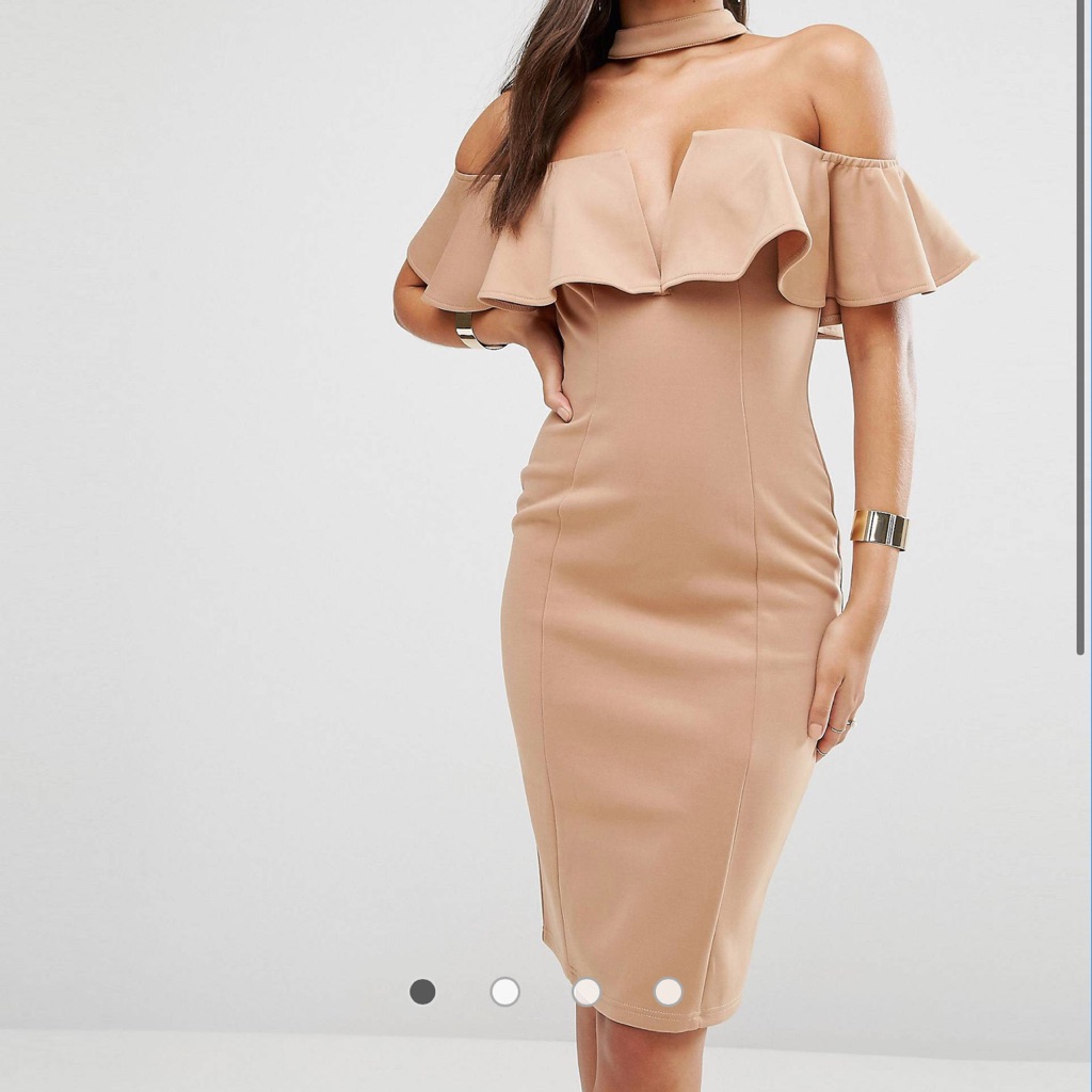 Rare London Bardot Frill Pencil Dress